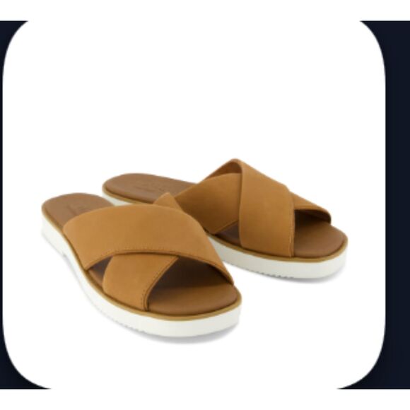 TOMS Mae Crossover Leather Slide Sandals Brown Sugar Women’s US 8.5 - Picture 7 of 7